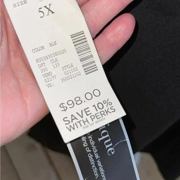 NWT Catherines Blouse Plus 5x 34/36W Black Chiffon Jeweled Top Split Sleeve - Picture 6 of 9